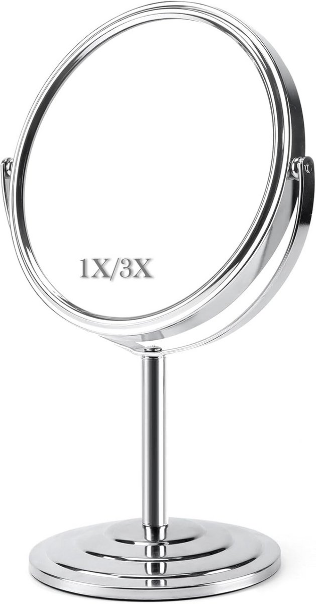 Vergrootglas Make-upspiegel met 3X Vergroting, 7 inch Draaibaar Dubbelzijdig Tafelmodel