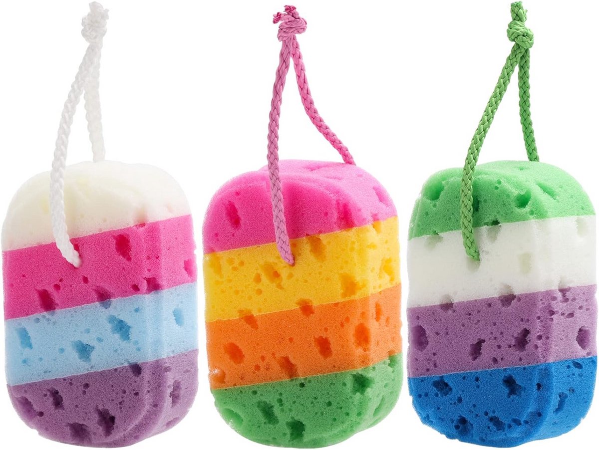 3-Pack Exfoliërende Douche Sponzen voor Zachte en Diepe Reiniging