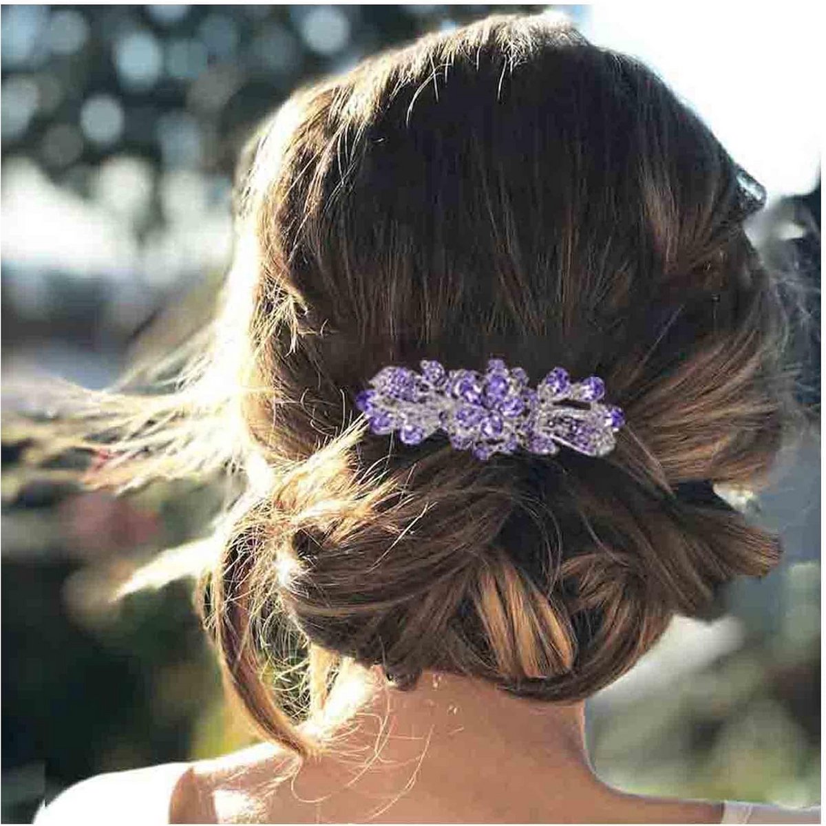 Paarse Strass Bruidshaarclip met Kristallen - Elegant Haaraccessoire voor Bruiloften