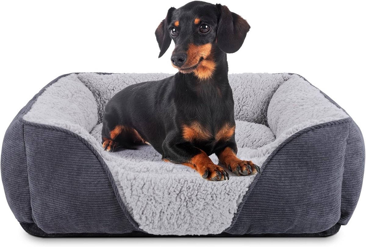 Luxe Zacht Fleece Huisdierbed voor Hond en Kat - Wasbare Mand voor Kleine Dieren en Puppy's (51x49x16 cm)
