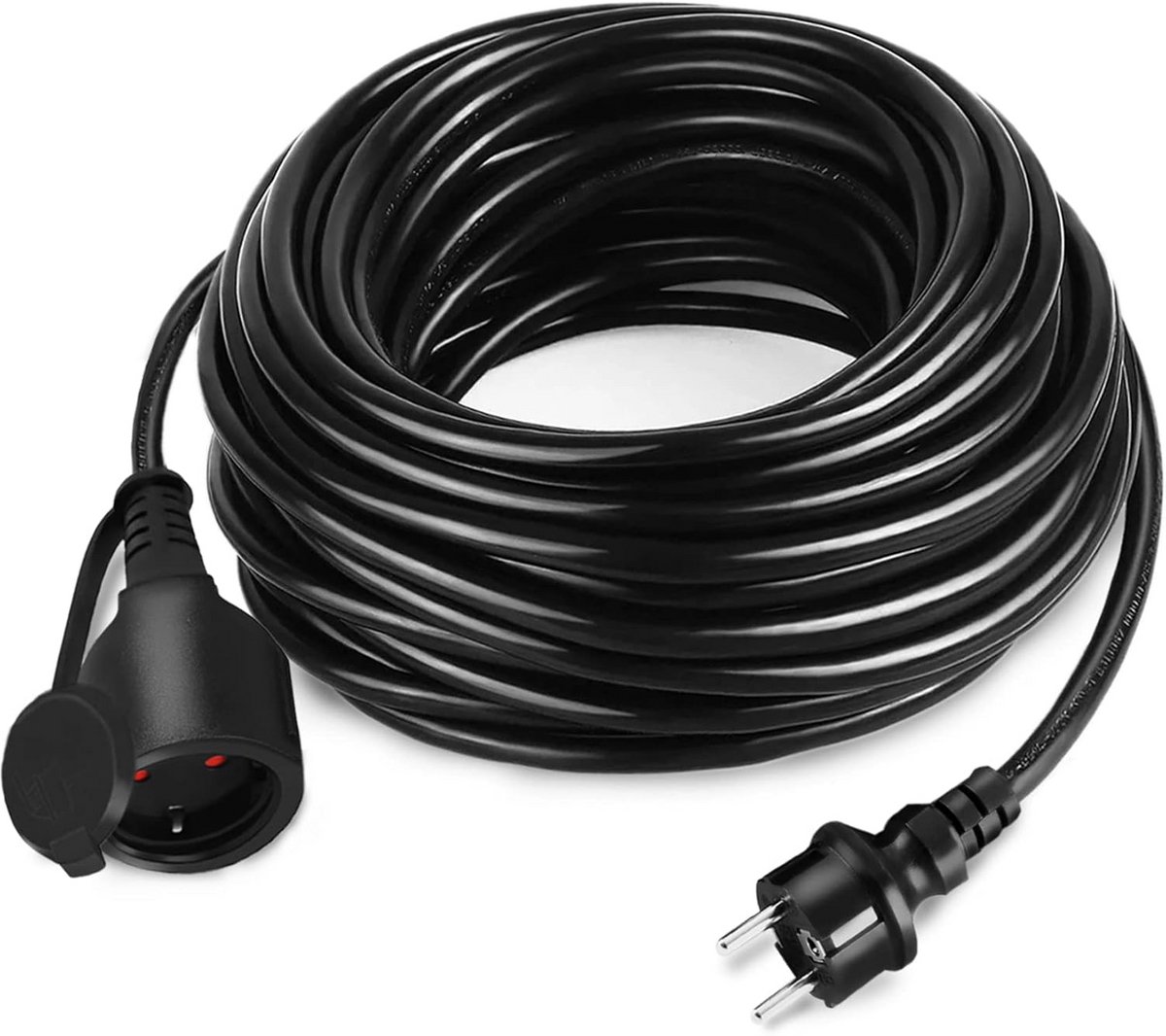 Verlengkabel 20 Meter Zwart met Stekker, 230V IP44 Geschikt voor Buiten