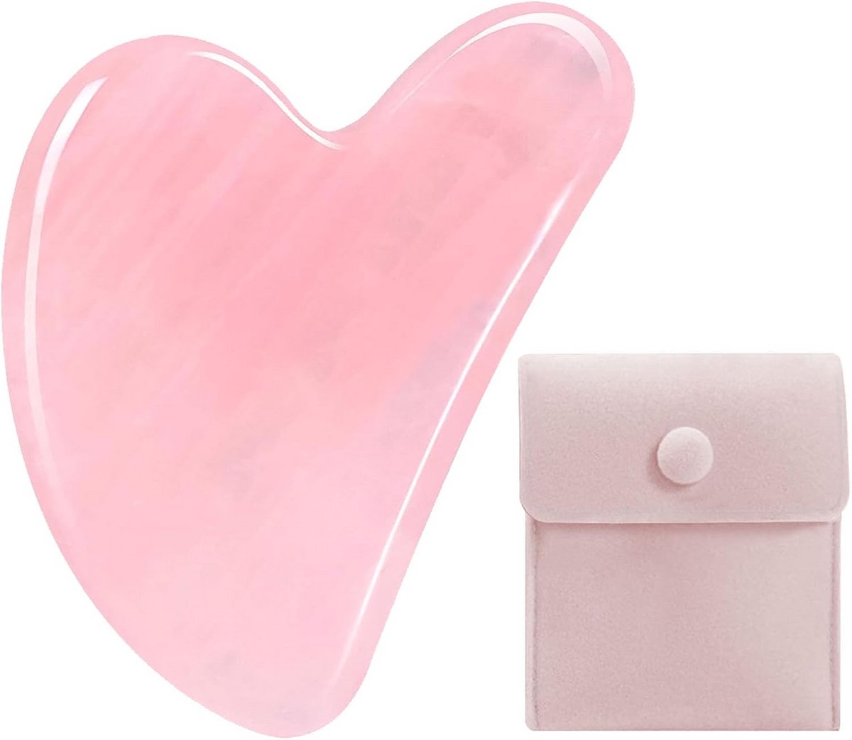 Gua Sha Hartvorm Massagetool van Rozenkwarts voor Gezicht en Lichaam