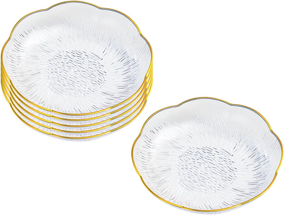 Set van 6 Ronde Transparante Acryl Borden voor Salade, Dessert en Snacks