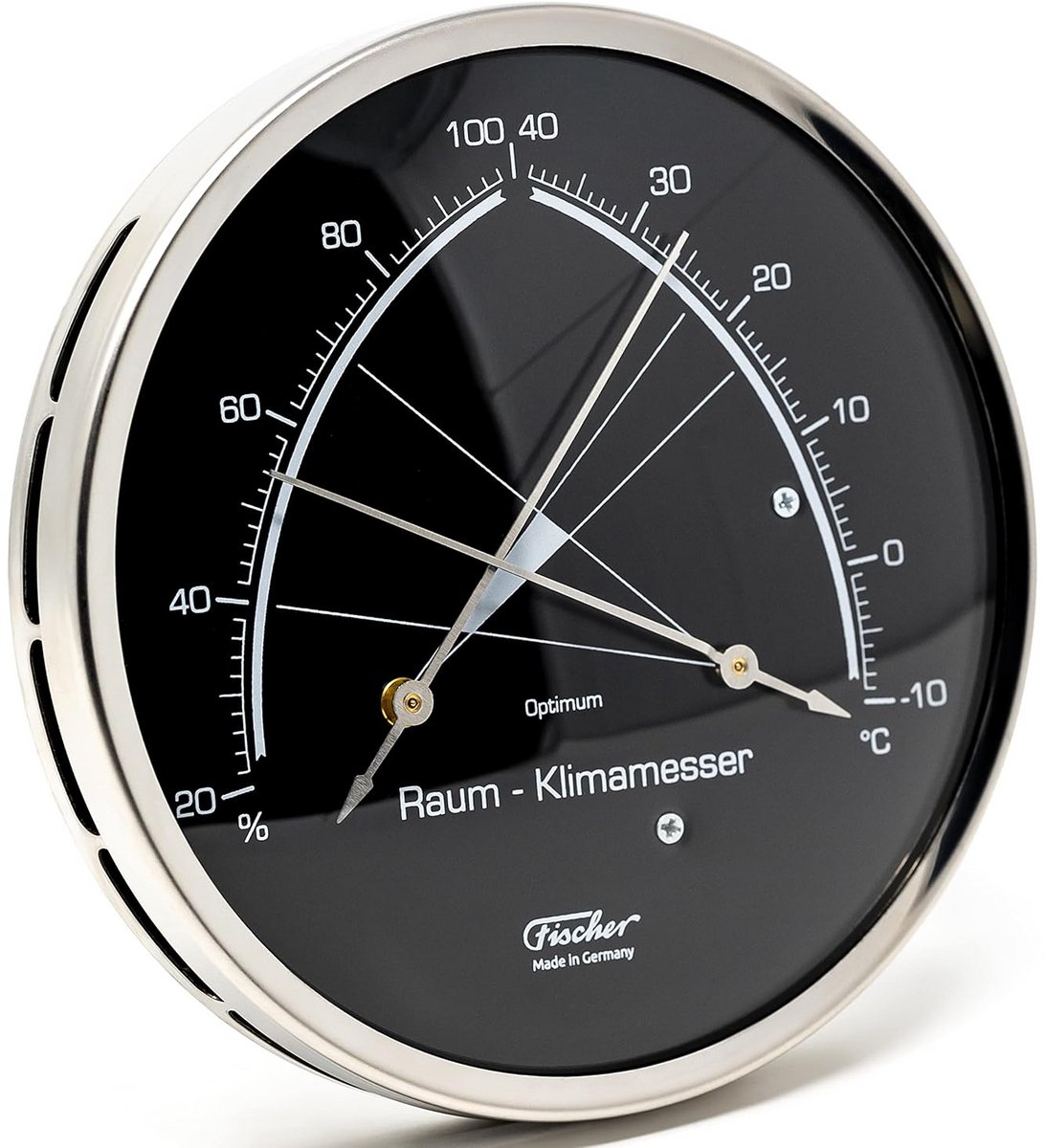 Klimaatmeter Binnen: Hygrometer en Bimetalen Thermometer in RVS Behuizing
