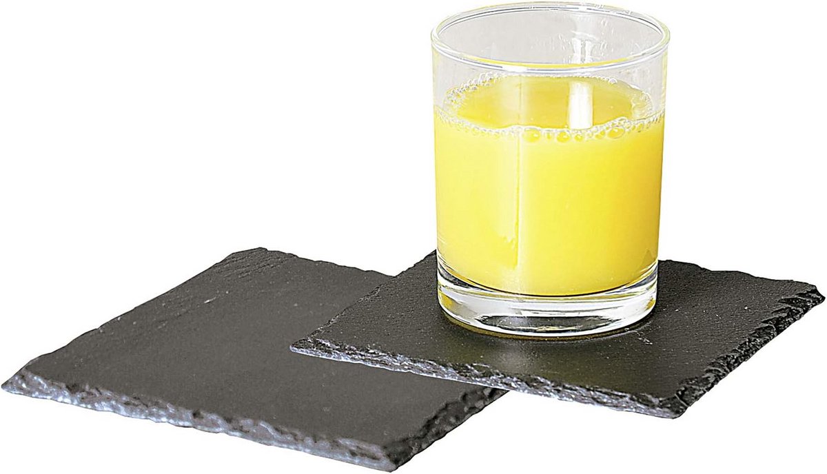 6x Glazen Onderzetters Natuursteen Leisteen (13x13 cm) - Set van 6 Stuks