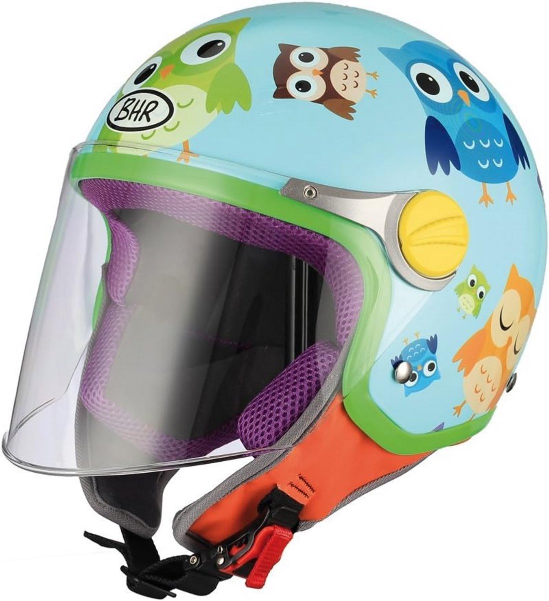 Kinder motorhelm met uilenprint - Maat 49/50