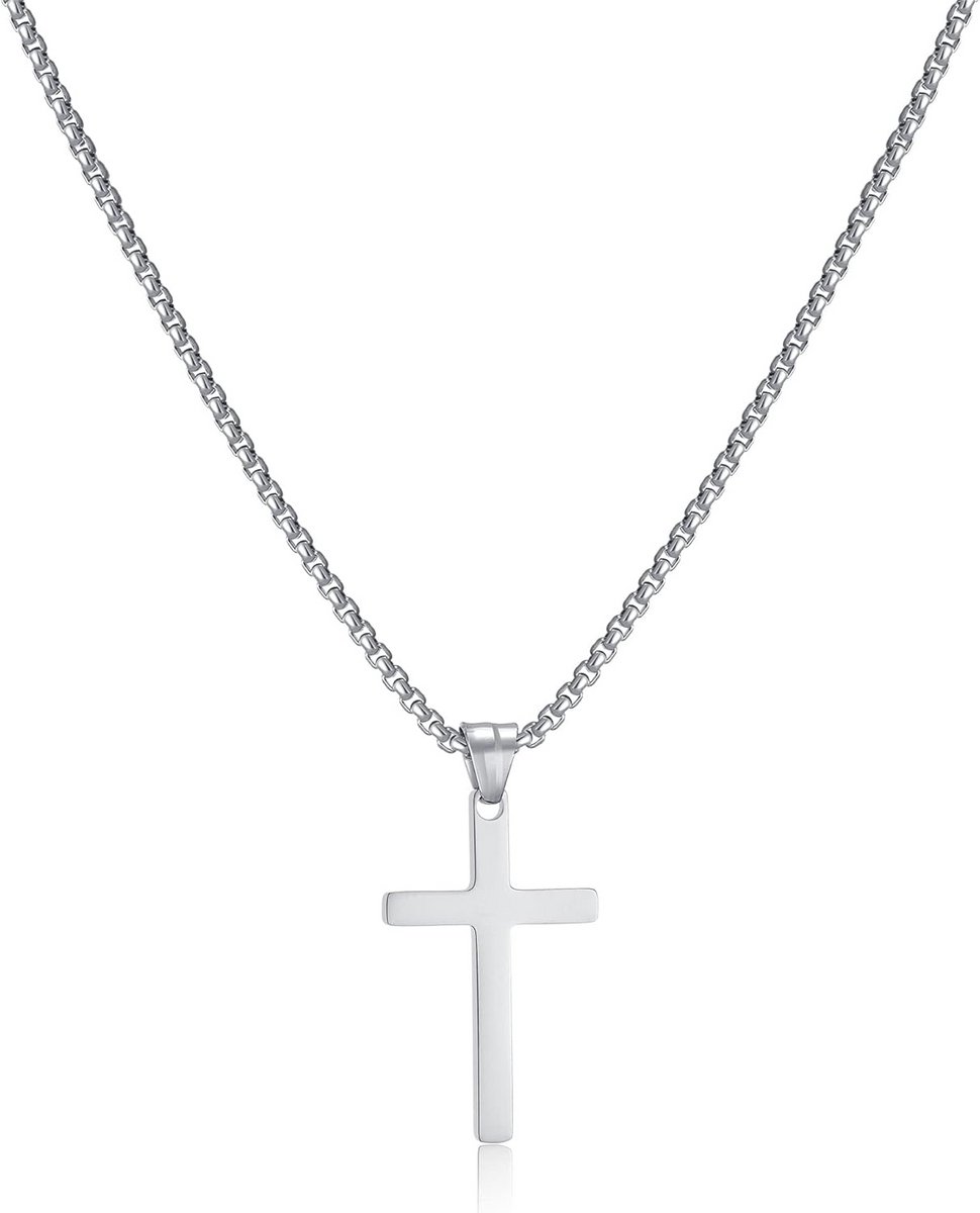 Herenketting met Kruis Hanger - Verguld of Zilverkleurig Roestvrij Staal