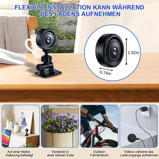 Bewakingscamera, 1080P HD Wi-Fi-camera, huisdierbeveiligingscamera, mini verborgen camera met nachtzicht en bewegingsdetectie. van Sanbo. — afbeelding 2