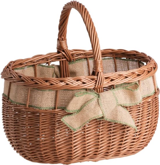 2 Stuks Gevlochten Bloemenmand – Wilgentenen – Handgemaakt – Met Kanten Handgrepen – 21x15x15 Cm – Voor Bruiloft, Picknick, Woondecoratie – DIY Met Bloemen, Snoep Of Koekjes – Rustiek & Elegant