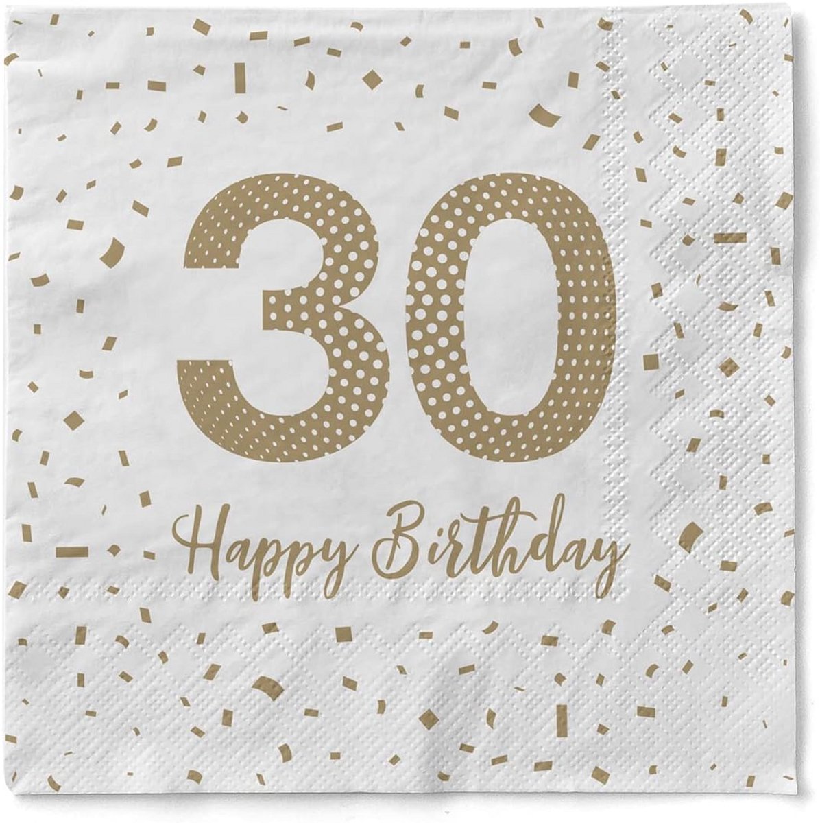 Tissue Servetten 30e Verjaardag Happy Birthday Goud 100 Stuks 33x33 cm