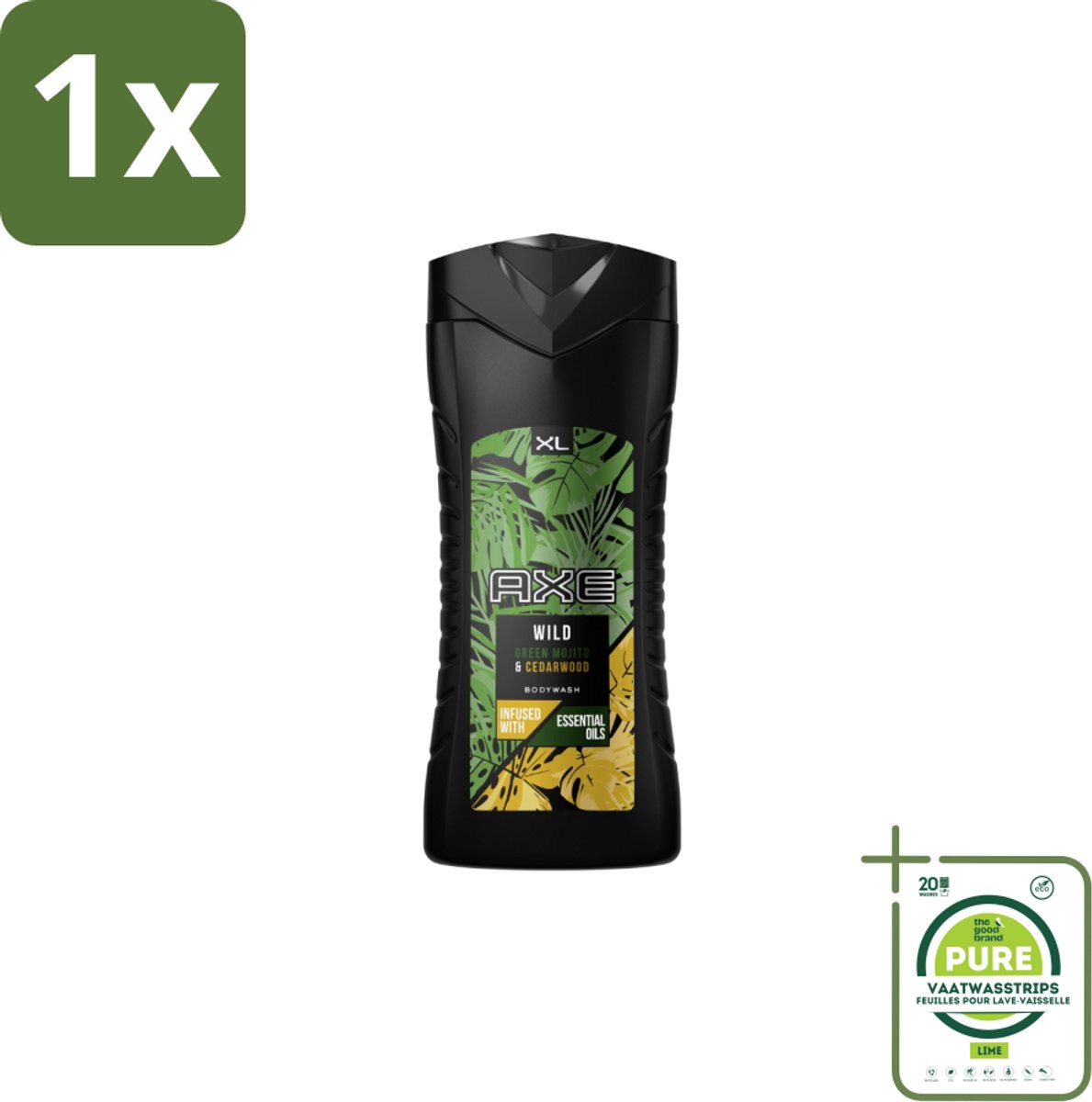 1 x AXE - Douchegel - Wild - 400 ml - Douchegel - Frisheid - Mojito - Cederhout - Axe