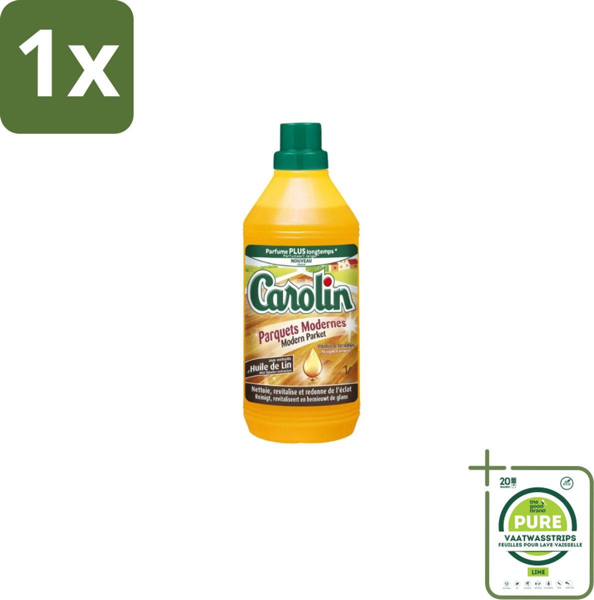 1 x Carolin – Vloerreiniger – Modern Parket – 1000 ml - Parket Reinigen - Parket Beschermen - Houten Vloer Reinigen - Parket Glans - Hout Beschermen