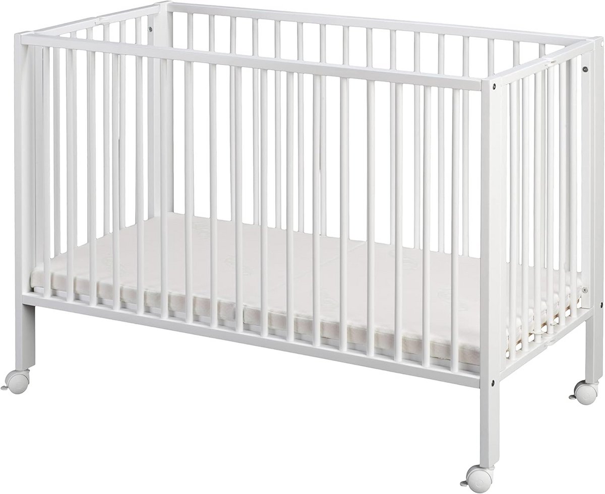 Inklapbaar Reiswiegje voor Baby's met Matras en Overtrek - Massief Beukenhout