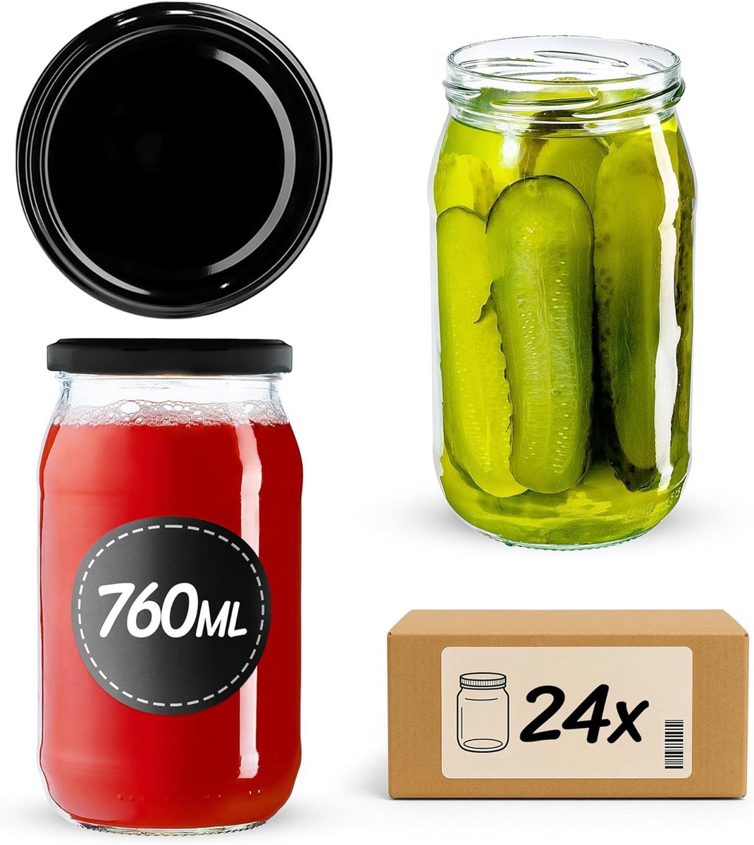 Grote Inmaakpotten 760 ml met Schroefdeksel - Ideaal voor Jam, Conserveren en Bewaren
