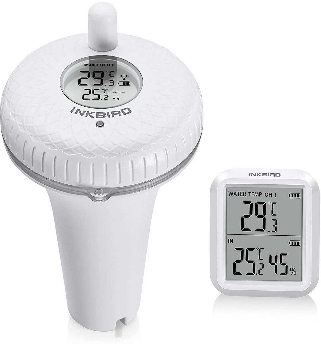 Draadloze Zwembadthermometer met Binnenontvanger - IPX7 Waterdicht voor Zwembad, Spa en Jacuzzi