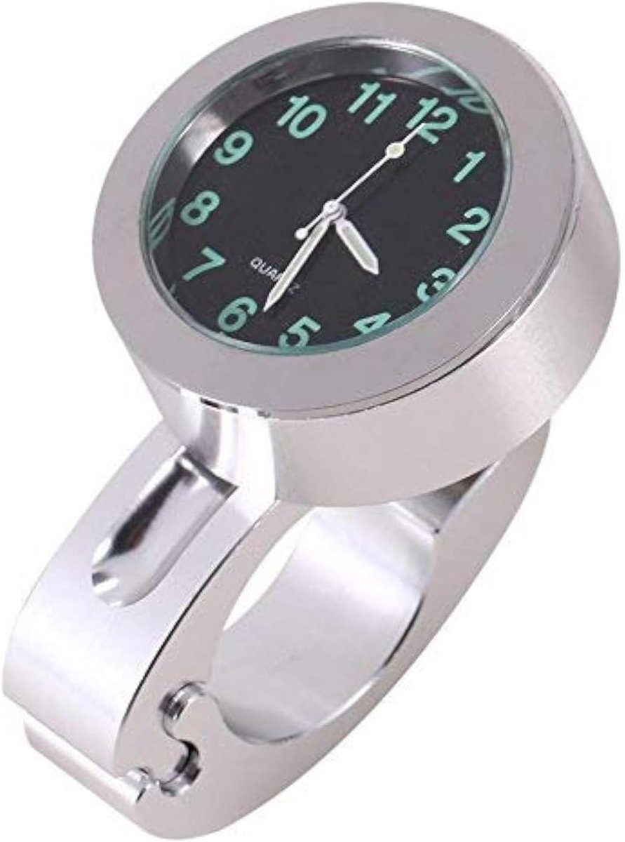 Waterdichte Motor Stuurklok Universeel Zilver - Digitale Montage Uurwerk voor 22mm tot 25mm Handvatten