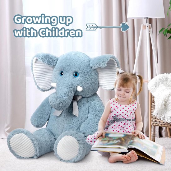 Extra Grote Pluche Olifant Knuffel met 3D Blauwe Ogen, 100 cm Zacht Speelgoed — afbeelding 2