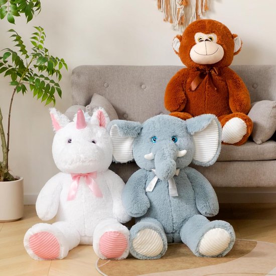 Extra Grote Pluche Olifant Knuffel met 3D Blauwe Ogen, 100 cm Zacht Speelgoed — afbeelding 4