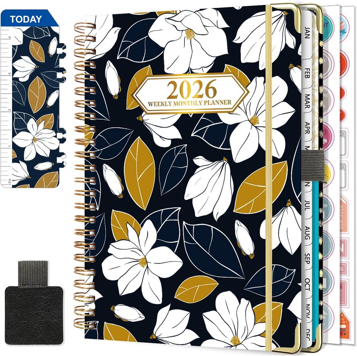 Agenda 2026 Weekoverzicht A5 Schoolagenda Januari t/m December - Inclusief Pennenlus, Liniaal en Stickers (Zwart)