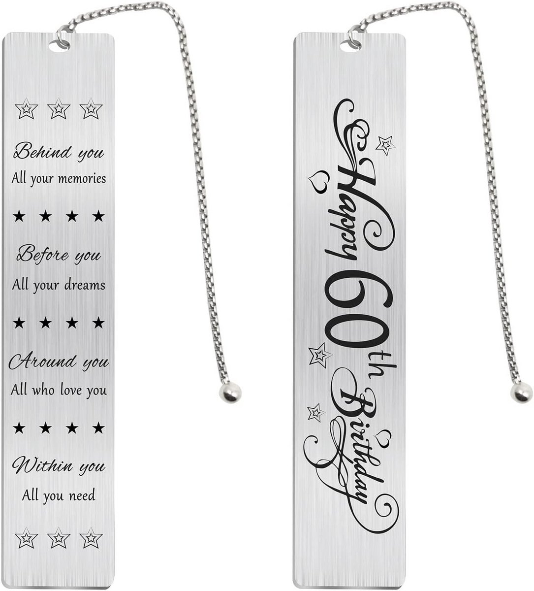Cadeau 60e Verjaardag Bookmark Roestvrij Staal voor Man en Vrouw