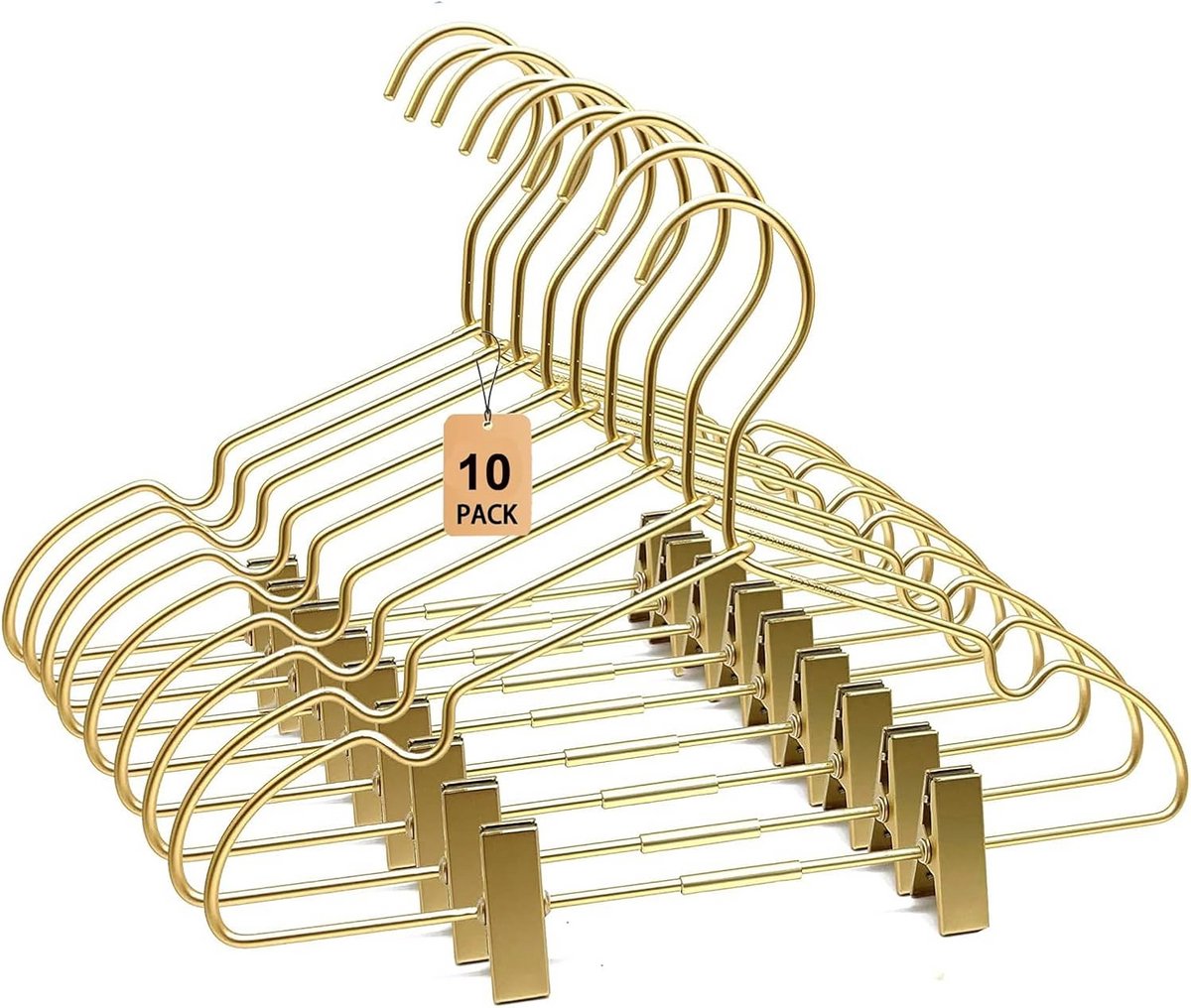 Set van 10 Kinderhangers met Clips, 12,6 Inch, Goudkleurig