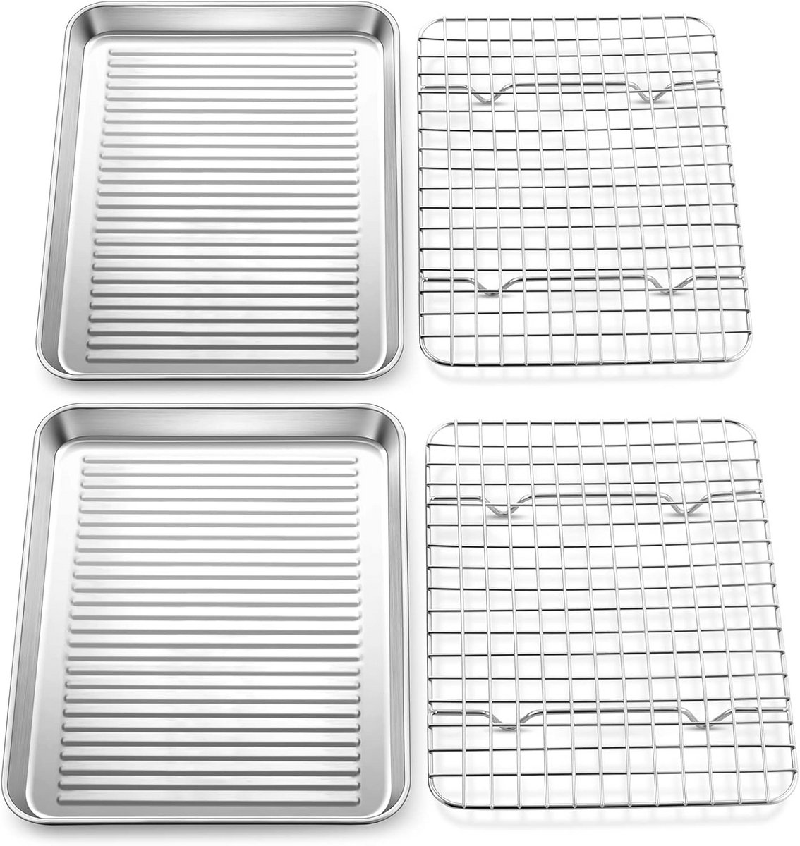 RVS Ovenplaat met Rooster Set - Bakplaat en Koelrek voor Ovenschalen - Vaatwasmachinebestendig