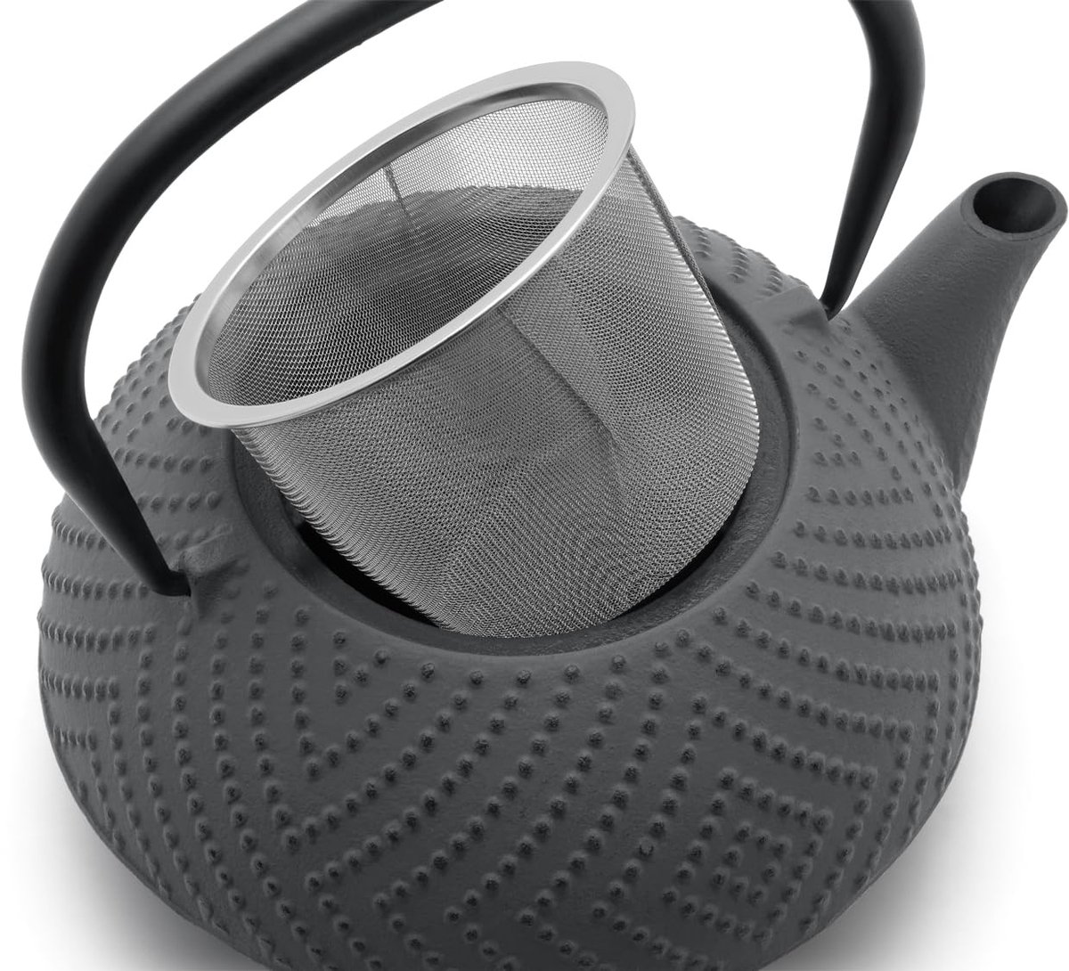 Unyqoos® Stijlvolle grijze gietijzeren theepot met roestvrijstalen filter 1,2 liter — cadeau in Koken & Dineren - foto 6