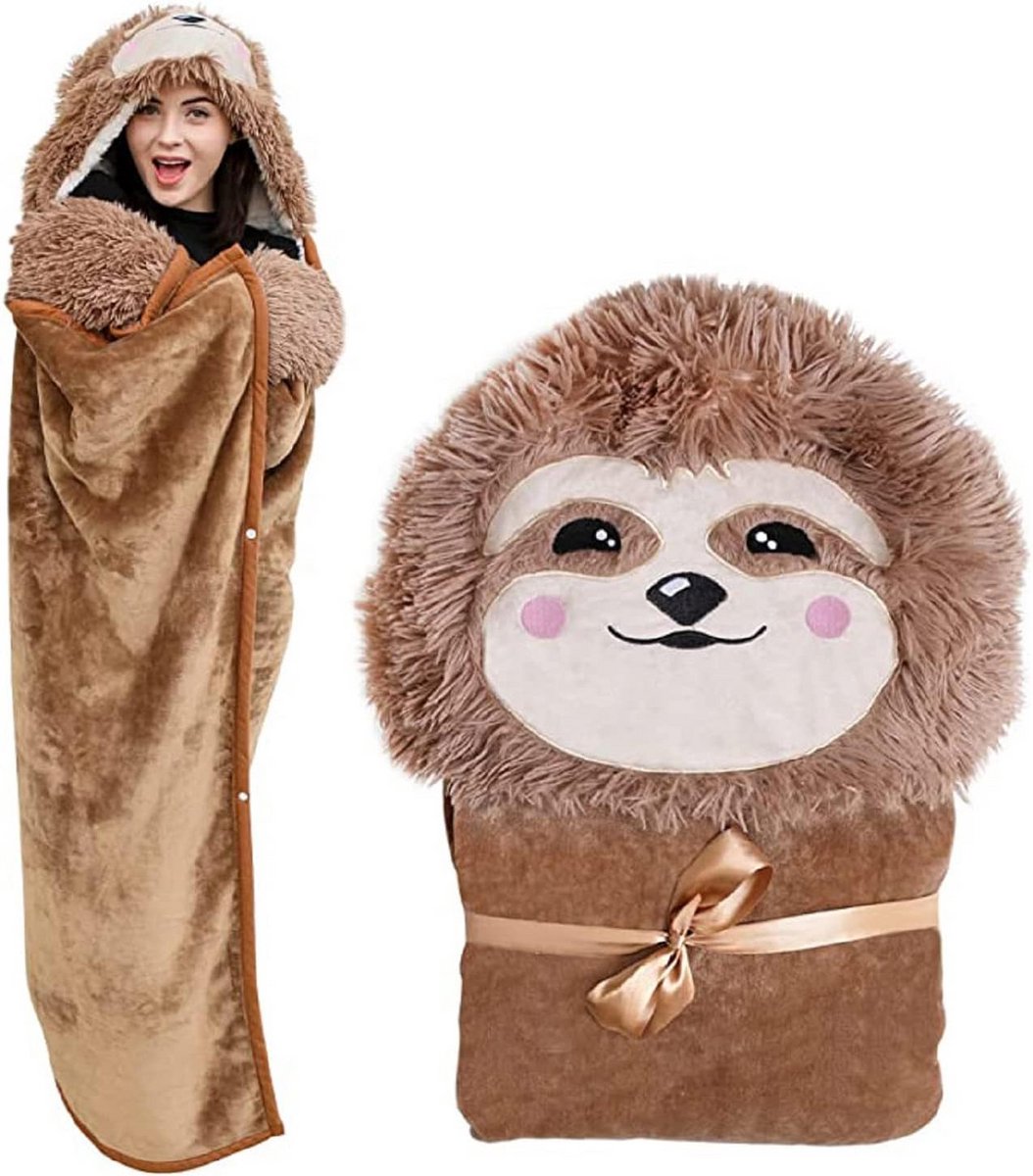 Luxe Knuffeldeken met Mouwen en Capuchon - Super Zacht Flanel Fleece Kleed