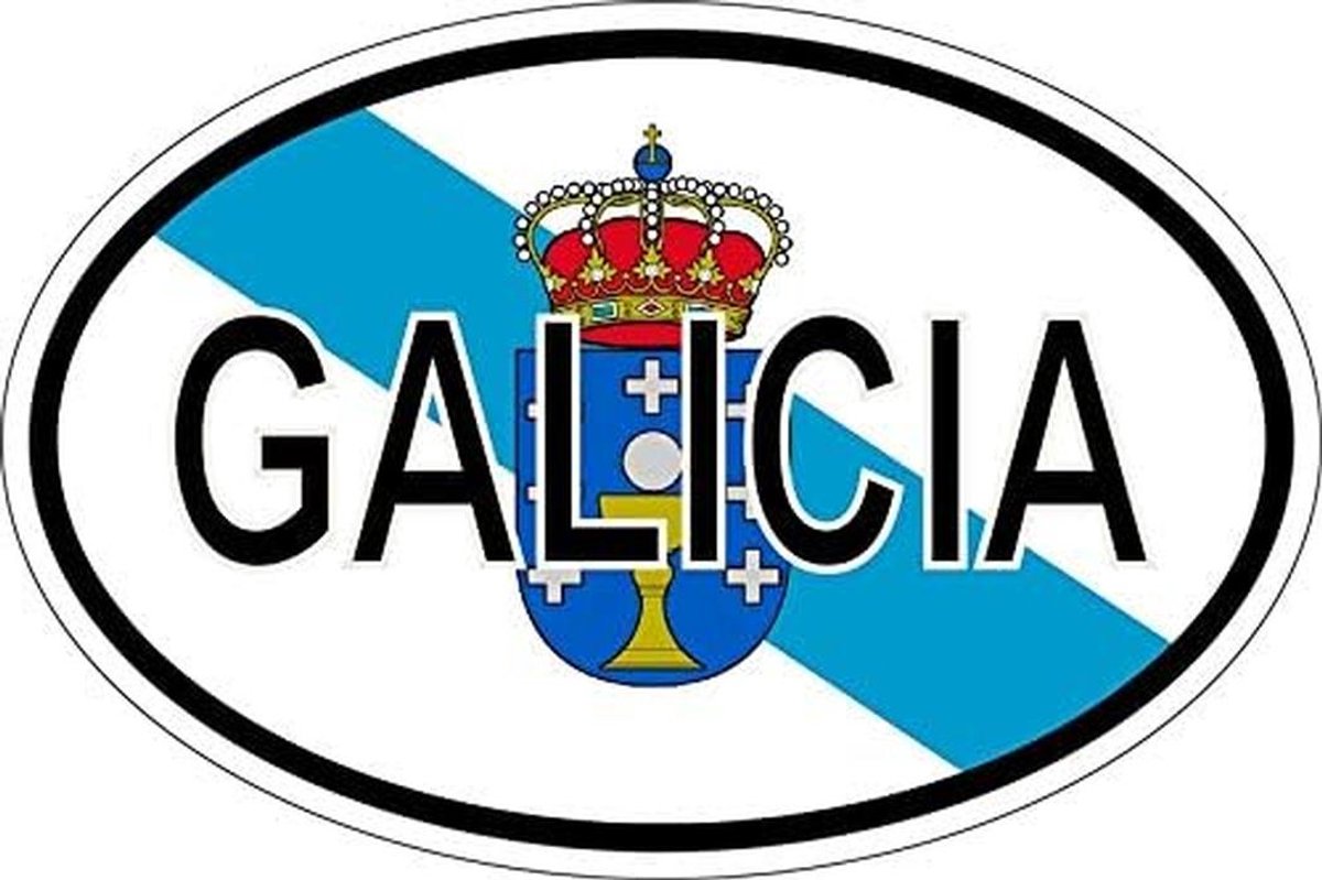 Ovale Vlag Sticker Vinyl voor Galicia Spanje - Waterbestendige Landcode Sticker