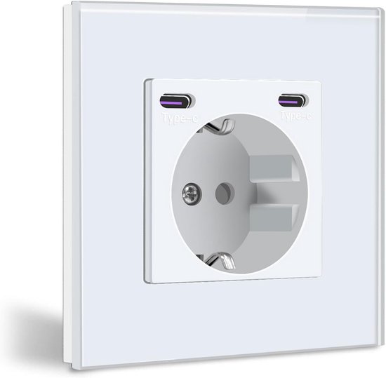 BSEED Wifi Schuko Dubbele Stopcontact met USB C 20W Snellader