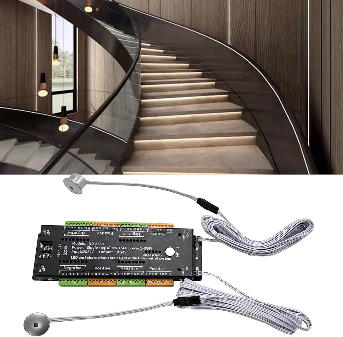 Slimme Led Trappenverlichting Controller met Bewegingssensor voor 24V Led Strips