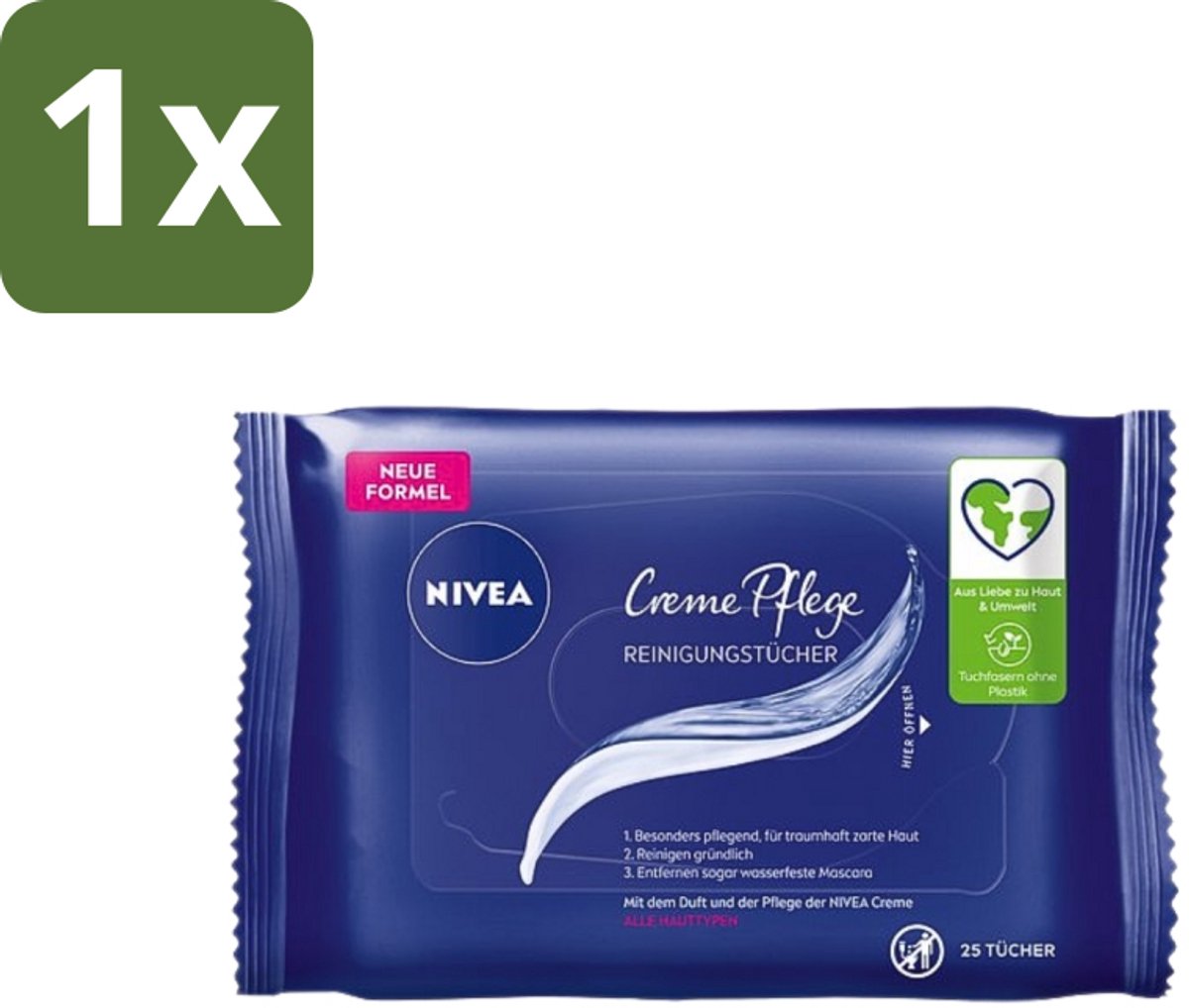 1 x Nivea - Gezicht - Reinigingsdoekjes - Crème Care - 25 Doekjes - Gezicht Reinigen - Huid Verzorgen - Make-up Verwijderen - Huid Hyderatatie - Gevoelige Huid