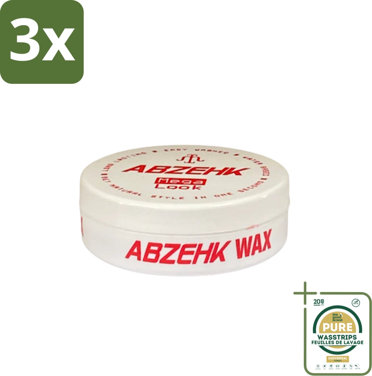 3 x Abzehk - Hair Wax - Red Mega Look - Glanzende Styling & Krachtige Hold - 150ml - Grootverpakking - Haartype - Styling Wax - Hair Wax - Mega Hold - Glans