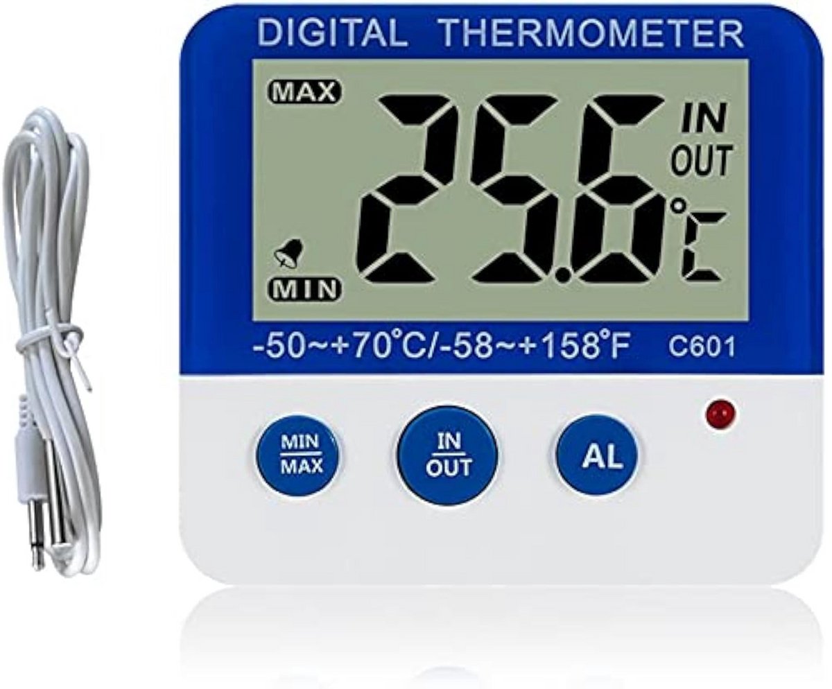 Digitale Koelkast- en Diepvriesthermometer met LED-alarm en Max/Min Geheugen
