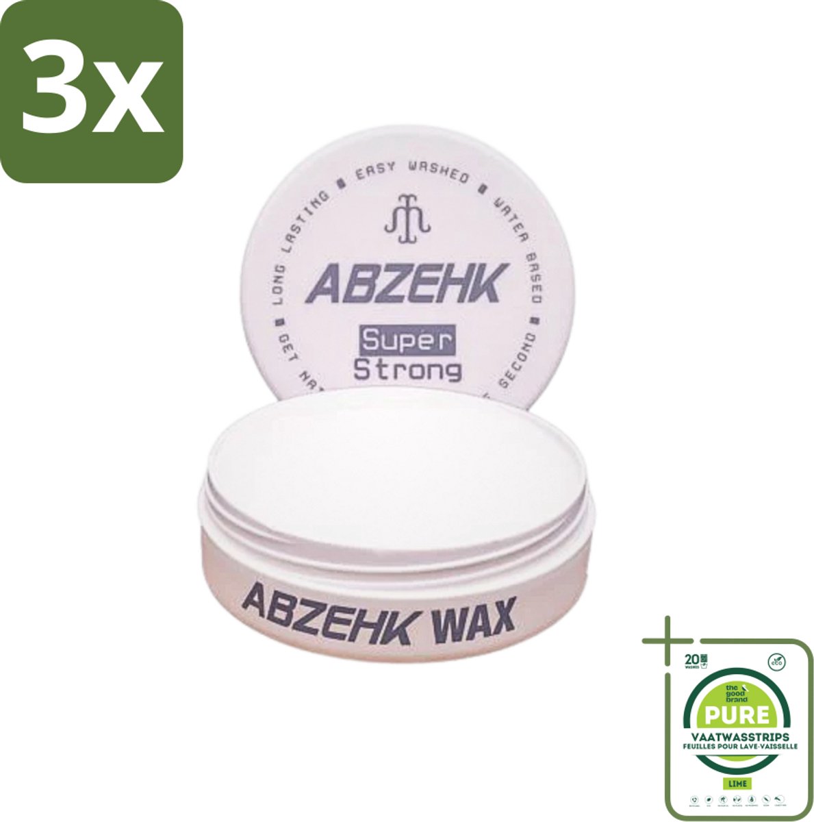 3 x Abzehk - Hair Wax - Grey Super Strong - Matte Styling & Extreme Fixatie - 150ml - Grootverpakking - Haarwax - Stylingwax - Matte Finish - Extreme Hold - Dikke Haar