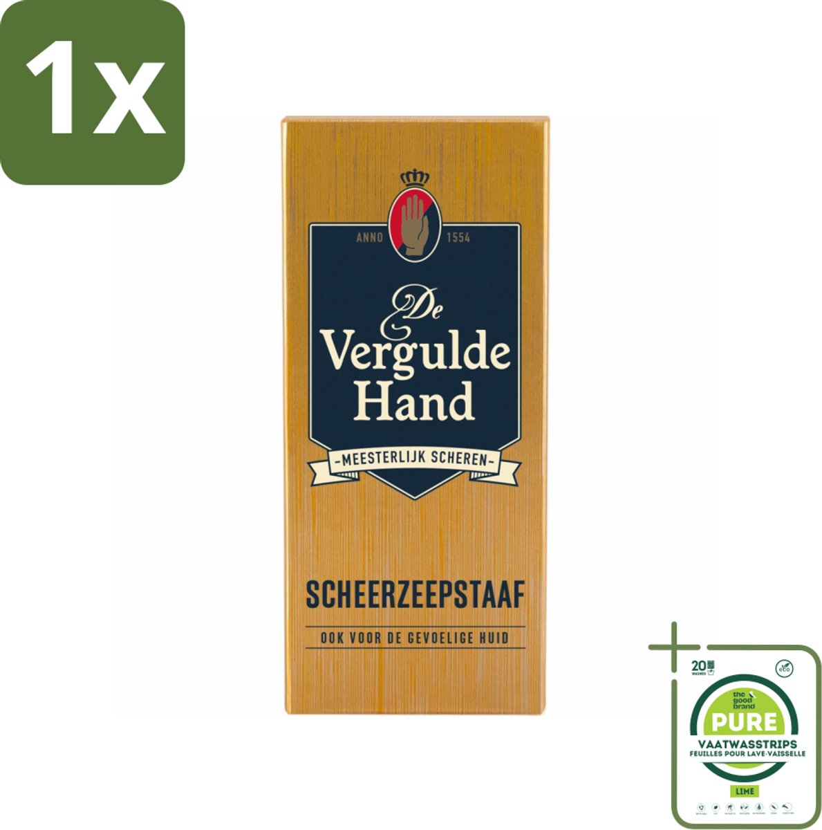 1 x Vergulde Hand Scheerzeepstaaf 75 gr - Scheerzeep - Scheerzeepstaaf - Scheerproduct - Scheerbeurt - Glad Scheerresultaat