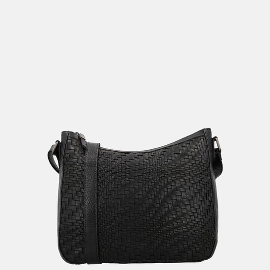Sac à bandoulière Hide & Stitches inspiré de l'illusion - Bandoulière - Femme - Cuir - Tissé à la main - Zwart - 100 % Cuir