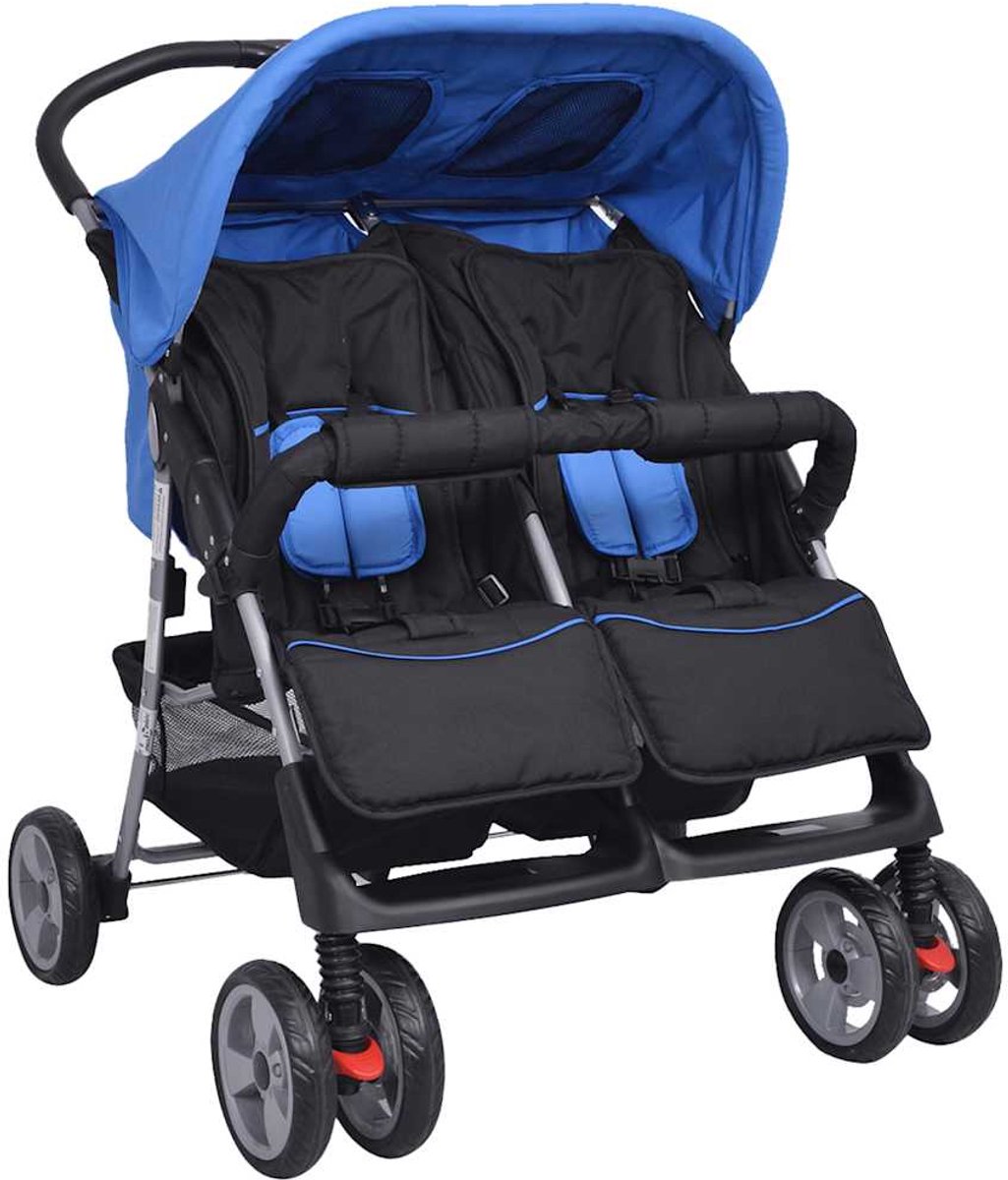Bol.com vidaXL - Tweelingwagen - staal - rood - en - zwart aanbieding