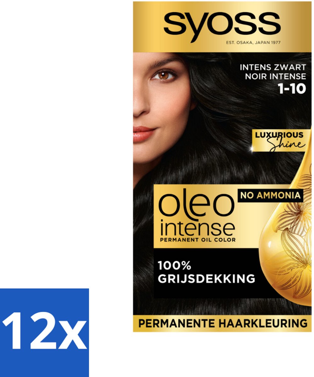 Syoss Oleo Intense - Haarverf - 1-10 - Intens Zwart - 115ml x 12