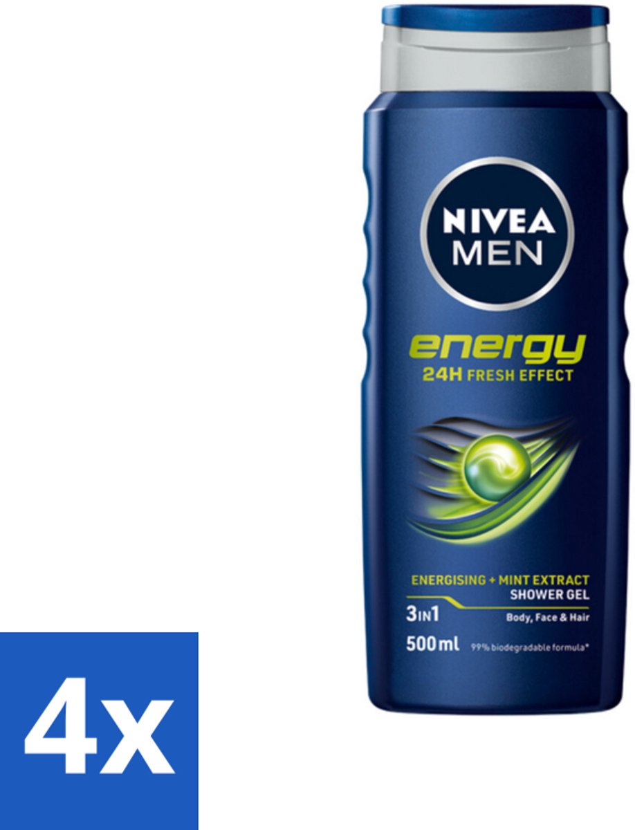 NIVEA MEN - Douchegel - Energy - 500 ml - Voordeelverpakking - 4 stuks