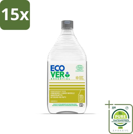15 x Ecover - Afwasmiddel Essential - Kamille - 950 ml - Grootverpakking - Afwasmiddel - Biologisch Afbreekbaar - Plantaardige Formule - Kamille - Ecologisch