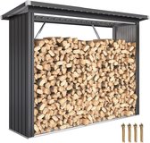 Outsunny Schuur voor houtopslag Gegalvaniseerd staal 213L x 66,5B x 150H cm Donkergrijs