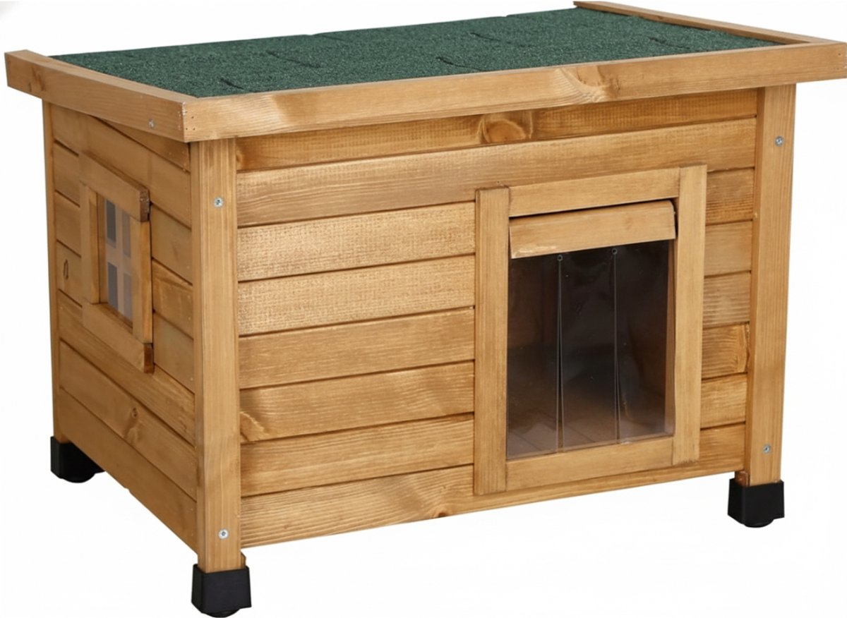 White-Label® Kattenhuis voor Buiten - Kattenhok Binnen - Kattenbench - Kattenren - Bruin