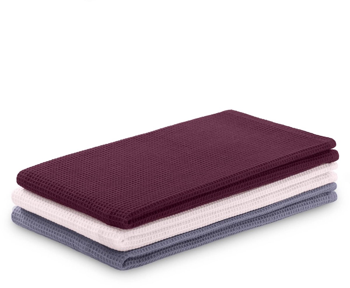 Unyqoos® Set van 3 absorberende keukendoeken in verschillende kleuren en structuren