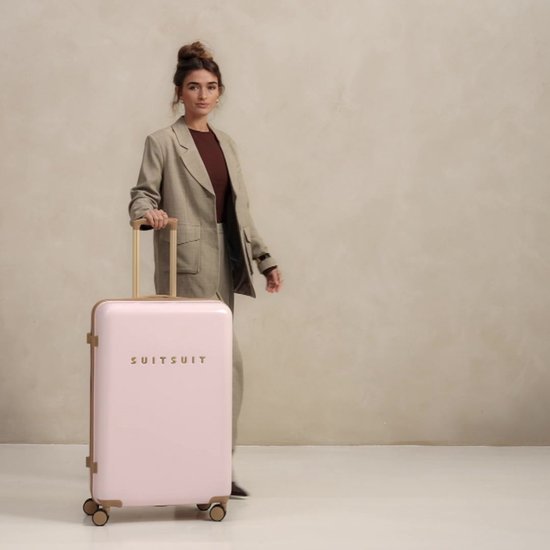 SUITSUIT Reiskoffer 76x51x28 - Reiskoffer met wielen - Veilig TSA cijferslot - Lichtgewicht koffer - Reiskoffer groot - 94L - Fusion koffer Rose Pearl - Roze