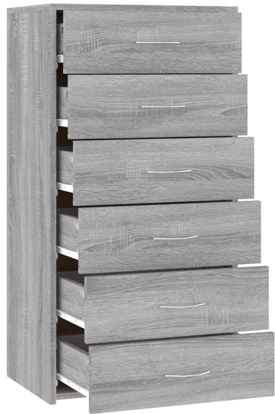 vidaXL Buffet avec 6 tiroirs Gris Sonoma 50 x 34 x 96 cm Bois traité
