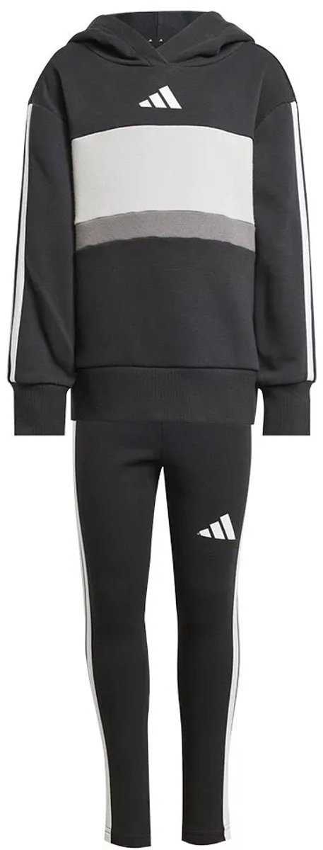Adidas Seasonal Essentials Tiberio 3 Stripes Fleece Leggings Trainingspak 6-7 Years Meisjes Zwart