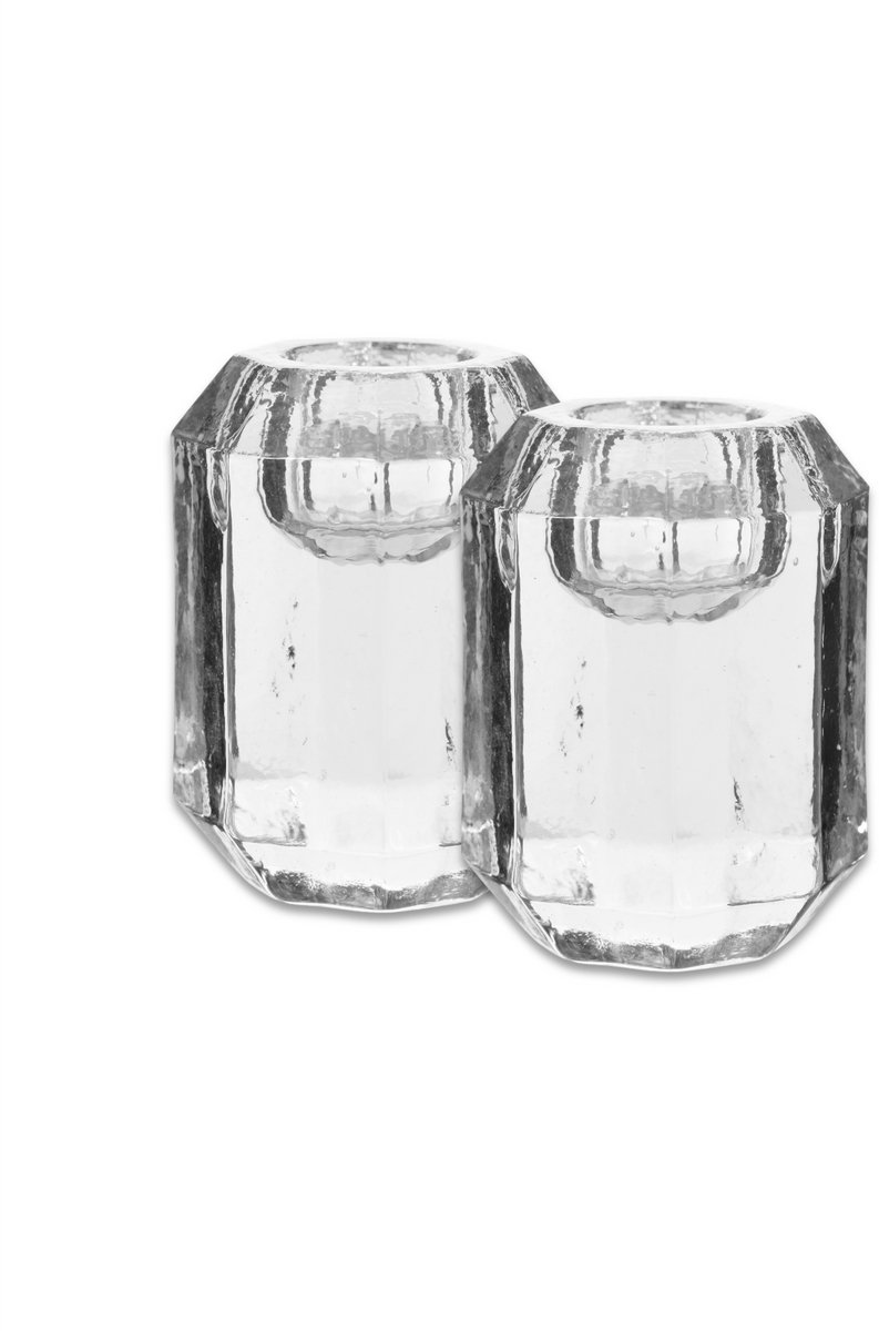 Seasonal - Set van 2 - Kandelaars - Transparant - Glas