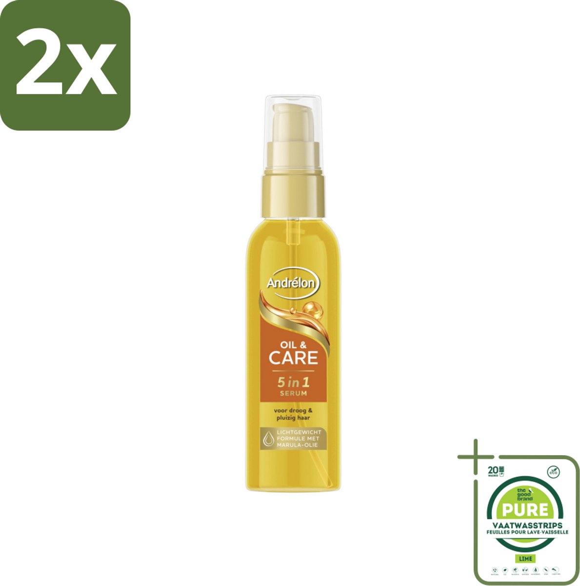 Andrélon – Haarserum – Oil & Care – 75 ml - Voordeelverpakking - 2 stuks - Haarserum - Pluisvrij haar