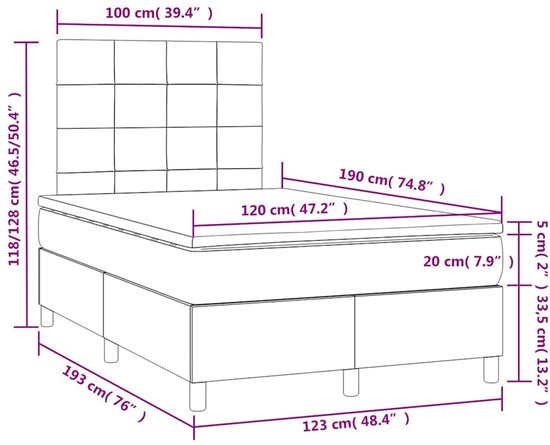 vidaXL-Boxspring-met-matras-en-LED-stof-lichtgrijs-120x190-cm